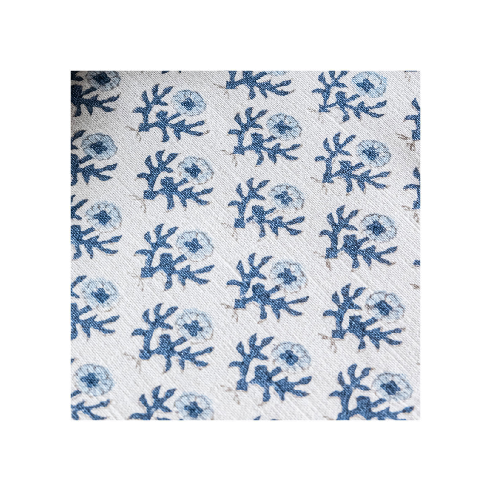 over&back Hand-Blocked Table Runner, 18" W x 90" L, Blue Bloom