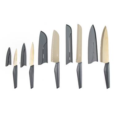 8-Piece Gray Speckled Non-Stick Knife & Sheath Set, Plastic Sold by at Home