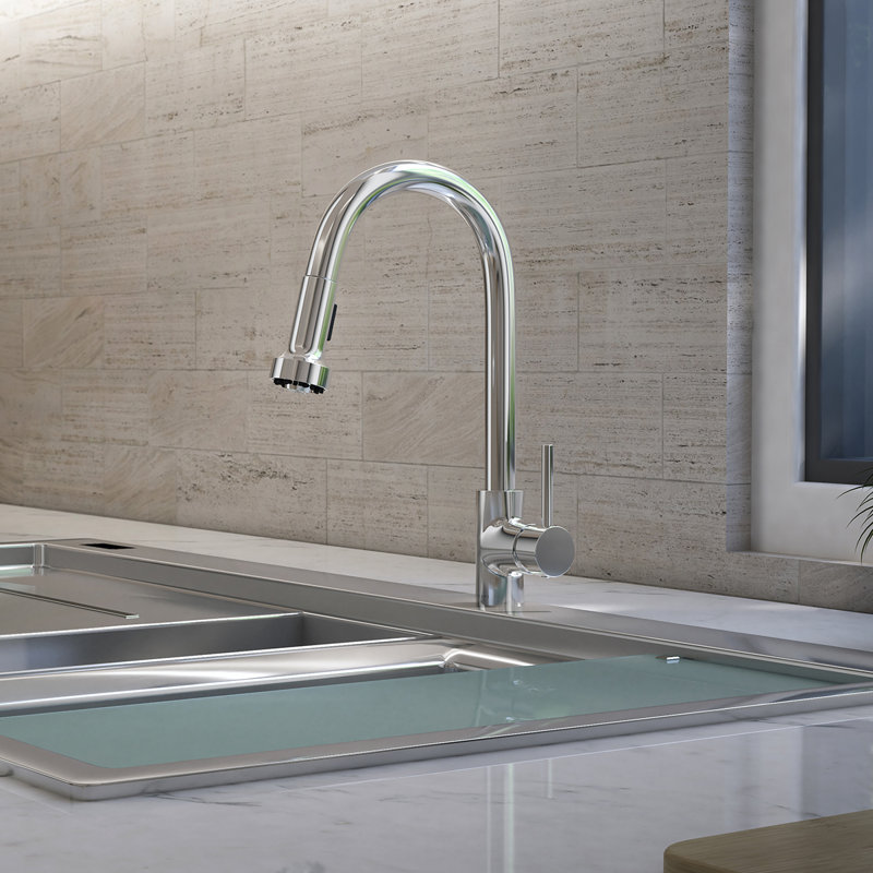 Lulani St. Lucia Pull Down Single Handle Kitchen Faucet, Chrome