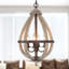 Lustre de vestibule de style campagnard à 4 lumières de 13 po de large Freddi avec détails en bois