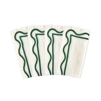 Colorblock Embroidered Linen Napkins