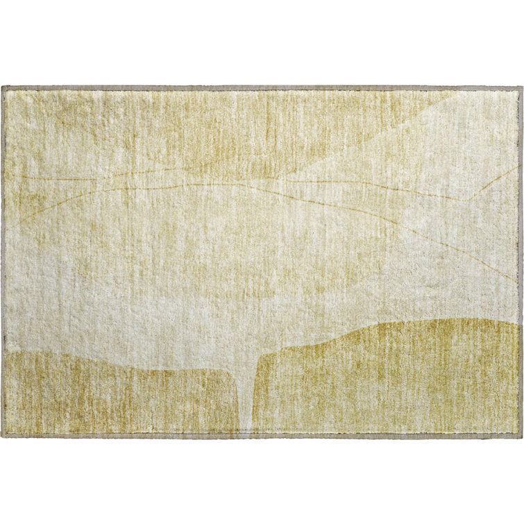 Premium Machine Washable Prisco Gold Rug
