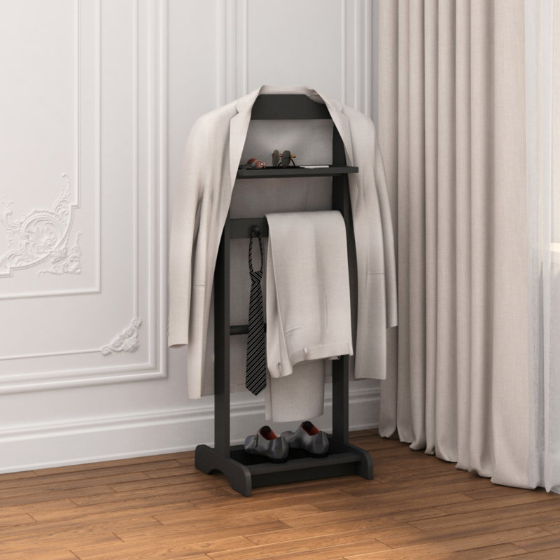 Support à vêtements portable Accent, porte-vêtements avec organisateur de rangement, finition noire élégante pour les maisons modernes