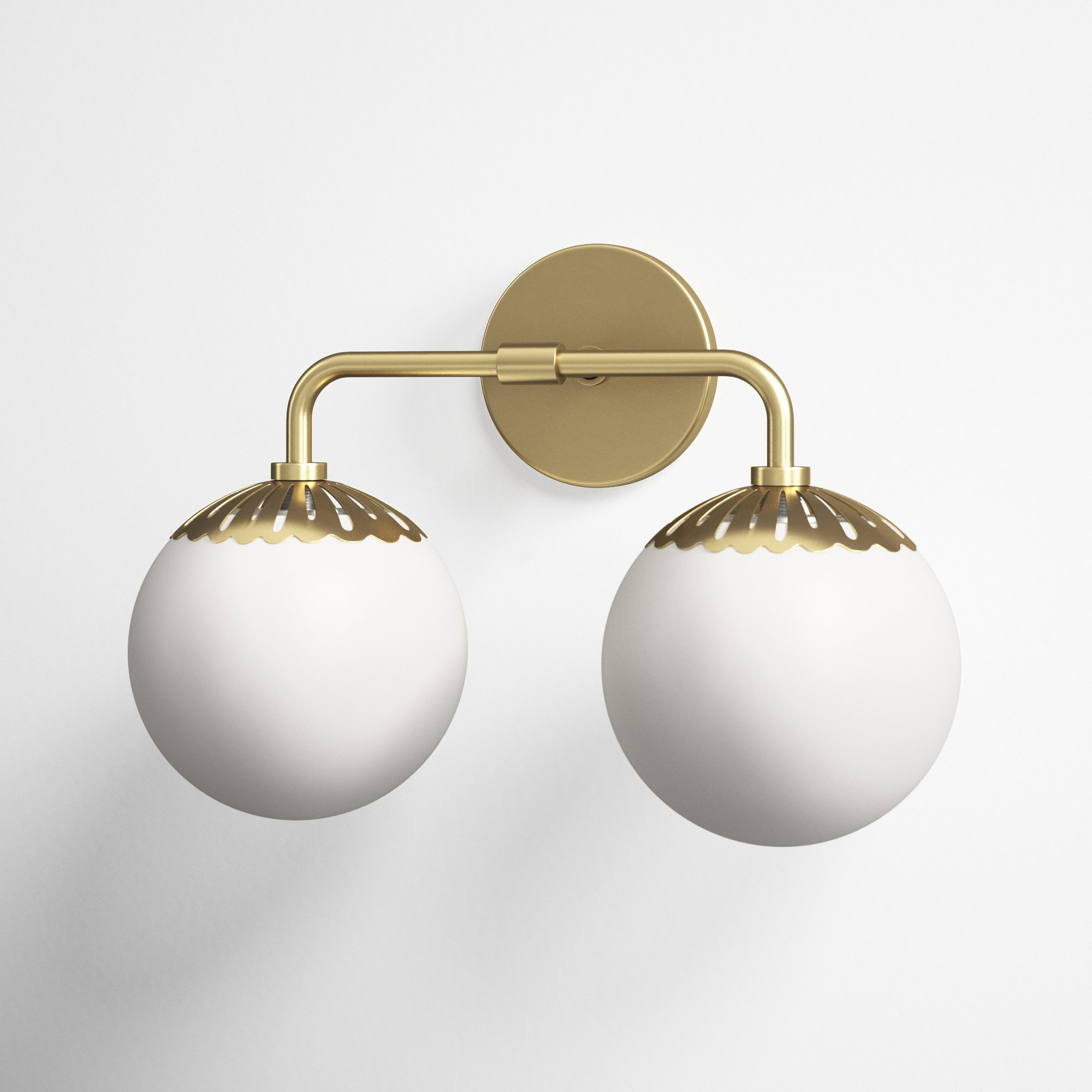 Deniaud 2 Light Frosted Vanity Light, Aged Brass
