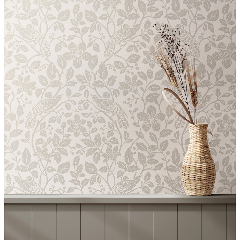 Papier peint Manjeet Bird Vine, Blanc