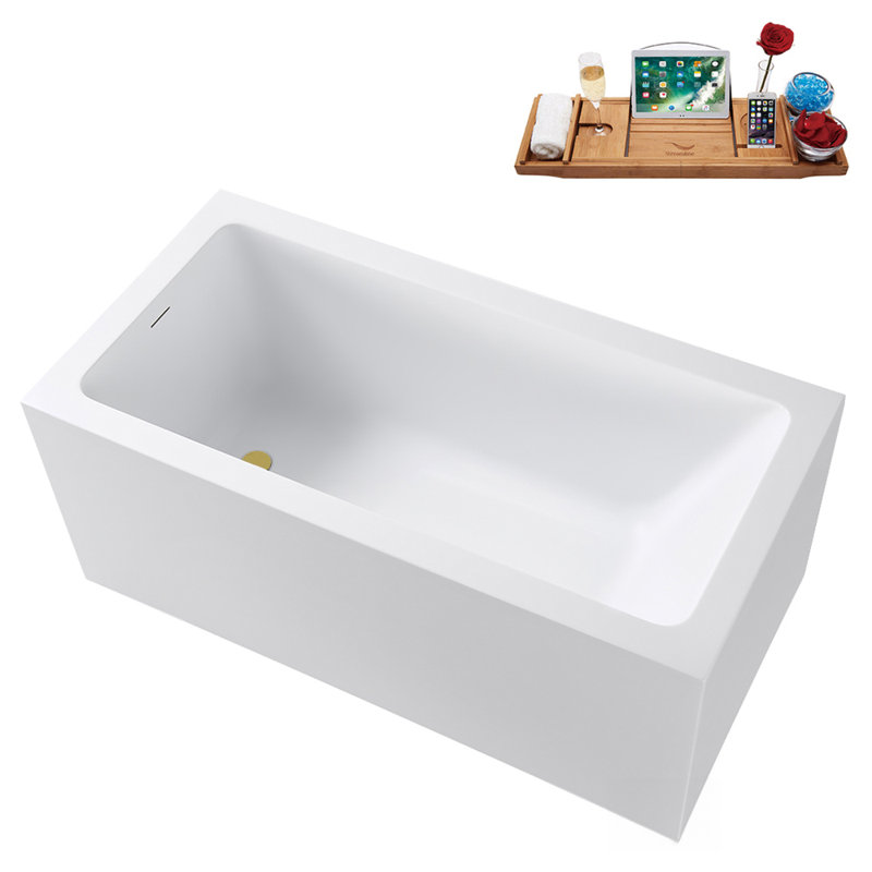 Baignoire autoportante 59 po avec plateau interne 59 po Streamline, Or brossé