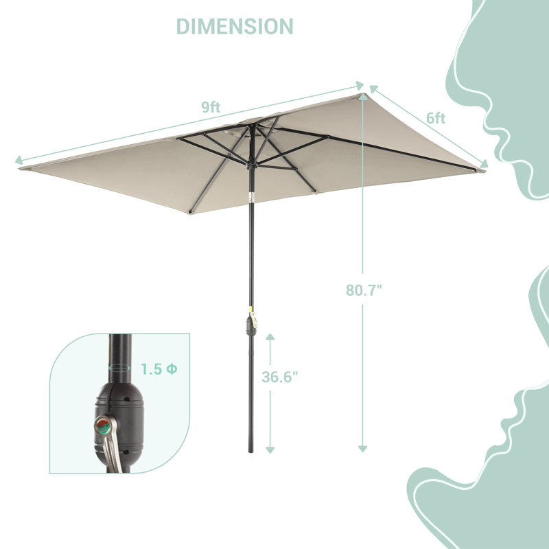 Parasol de marché rectangulaire 9 pi x 6 pi Rosanne, Sable