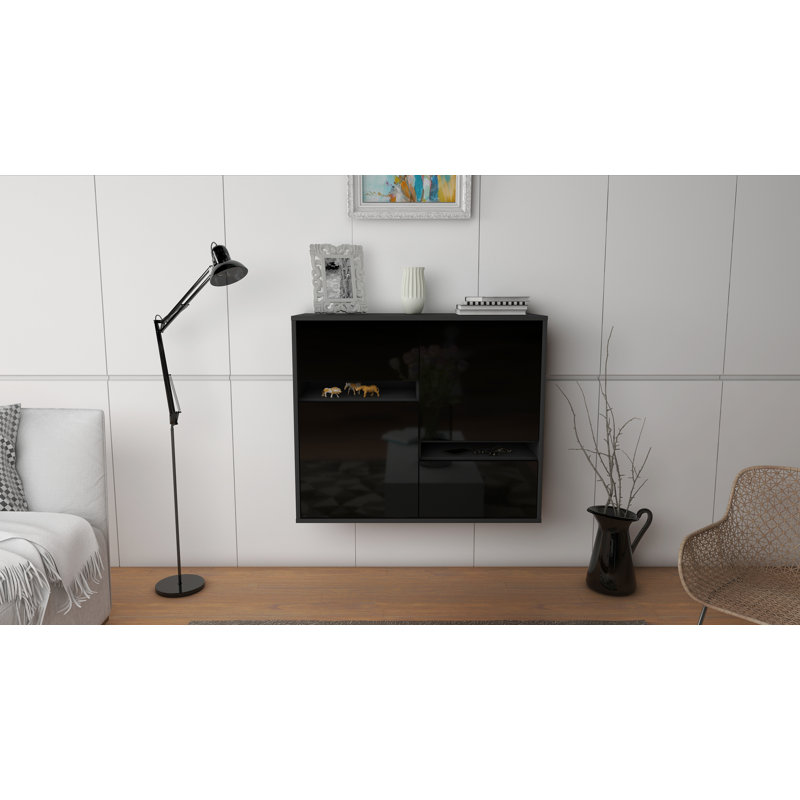 Schulman 92cm Sideboard, Anthracite/High Gloss Black