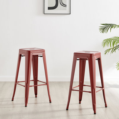 Honora Classic Industrial Metal Breakfast Bar Stool - Style Bold Colour Stackable