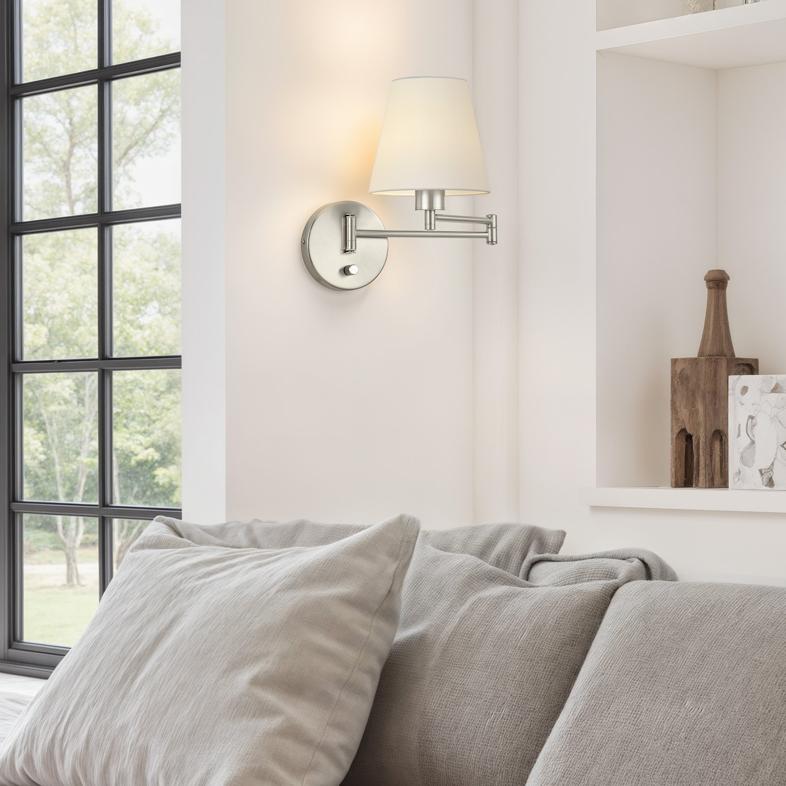 Swing Arm Sconce, Gold, 13.78" H x 7.09" W x 21.26" D