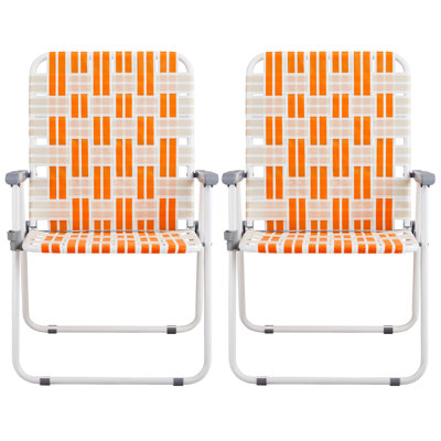 Ensemble de 2 chaises de plage pliantes à sangles pour l'extérieur, chaises de jardin portatives en acier thermolaqué avec sangles en PP résistantes à la décoloration, supporte 260 lb pour la plage, le camping, la pêche, le bord de la piscine et le barbecue
