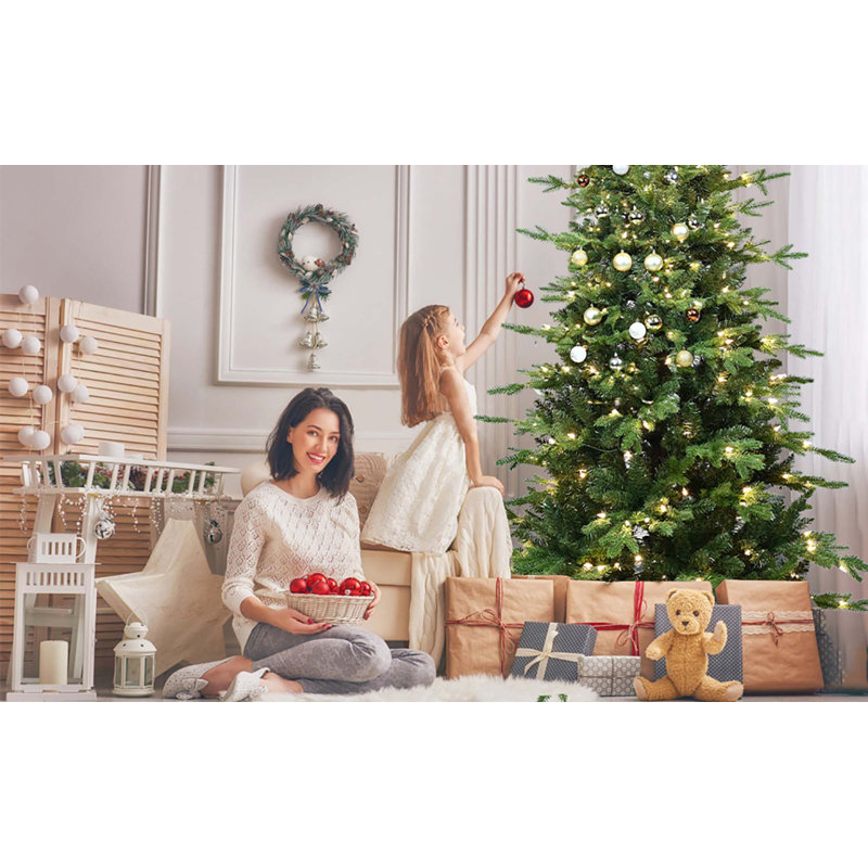   PVC + PE Arbre de Noël à charnières avec support en métal, 4', Blanc chaud