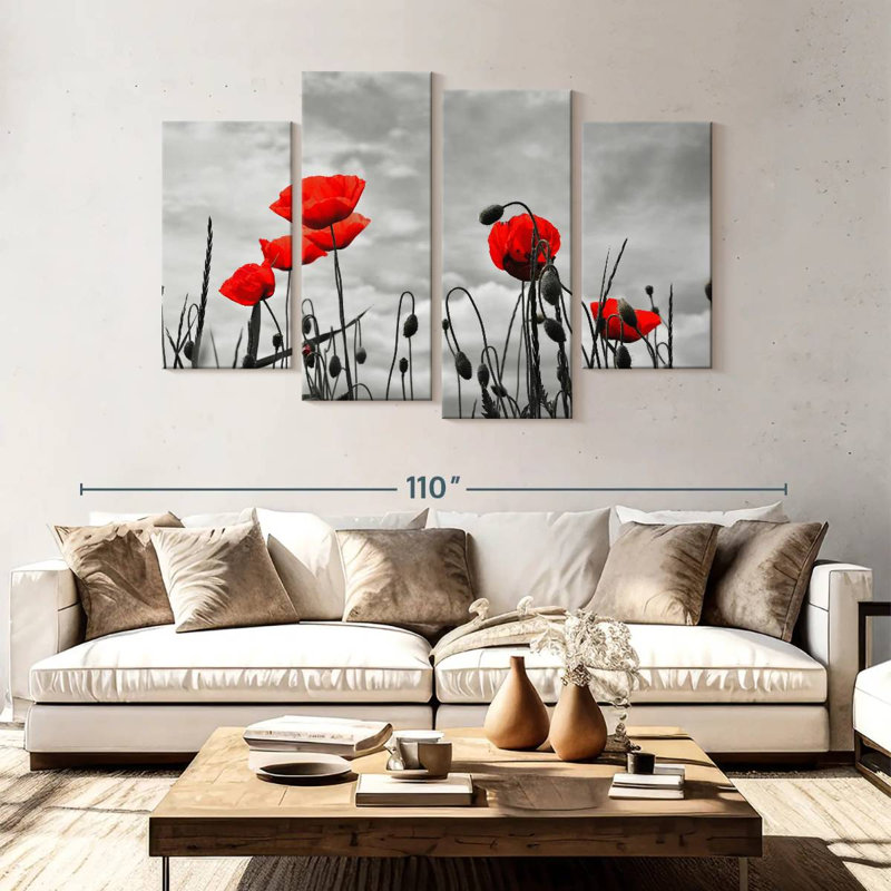 Pop Red Poppies, H 54 po x l 84 po