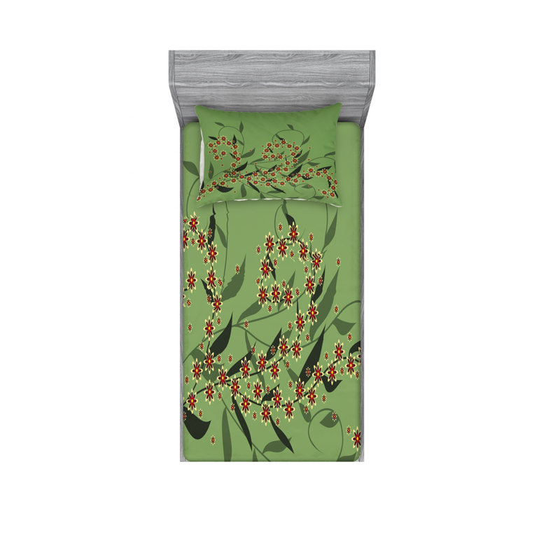 Ensemble de draps à fleurs rétro, Ensemble de draps pour lit simple TG avec drap-hou