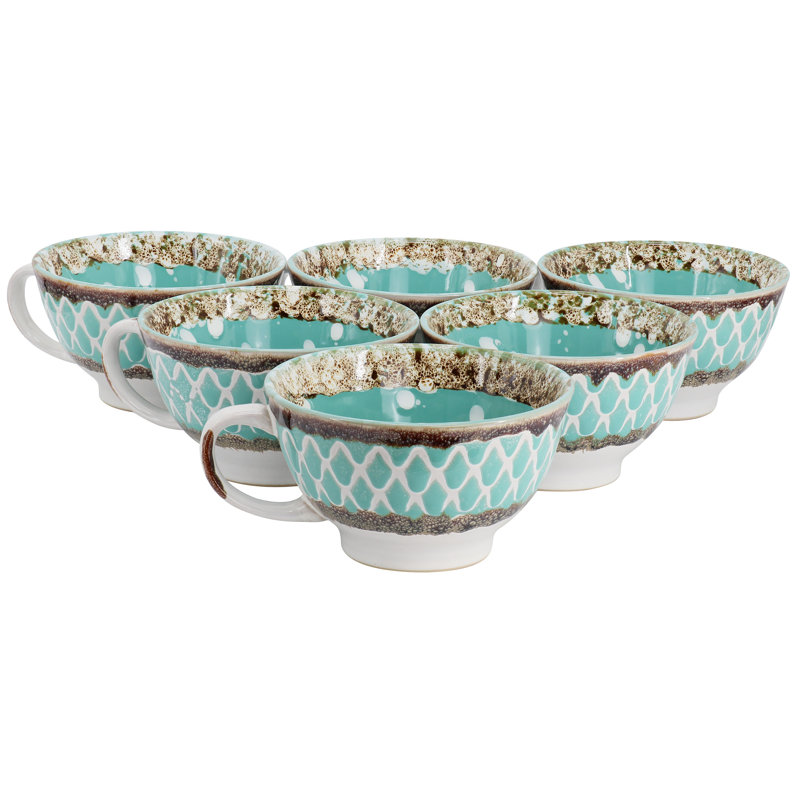 Ensemble de 6 bols à soupe avec poignées en cobalt 27 onces Meritage Otis Meritage, Turquoise