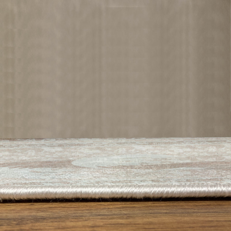 Tapis taupe chaud / bleu bébé, Rectangle 5 pi 2 po x 7 pi 6 po