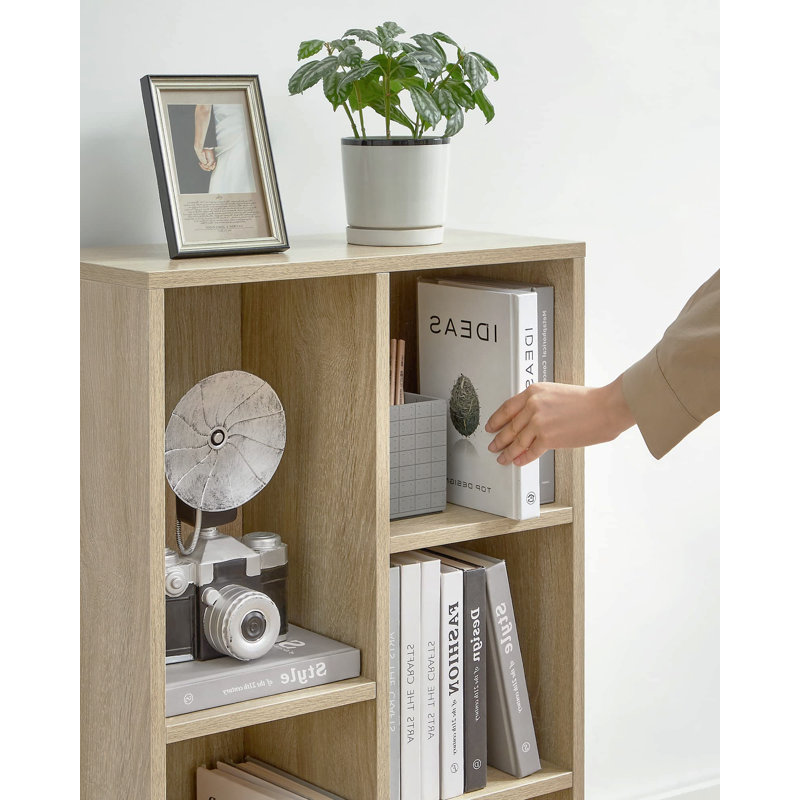 Jerrel 106cm H x 50cm W Engineered Wood Cube Bookcase, Oak