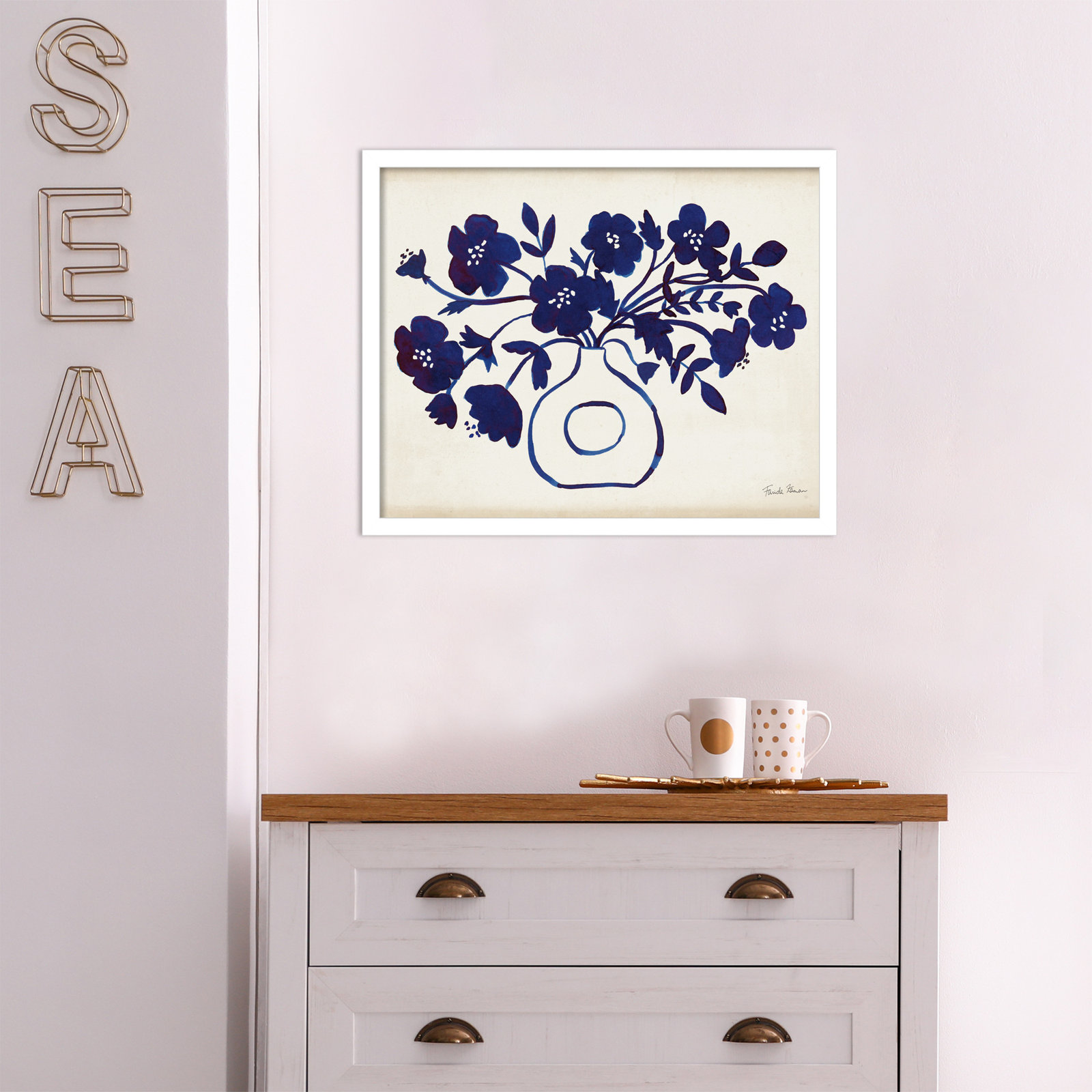 Modern Blue by Farida Zaman, White, 17" H x 21" W x 1" D