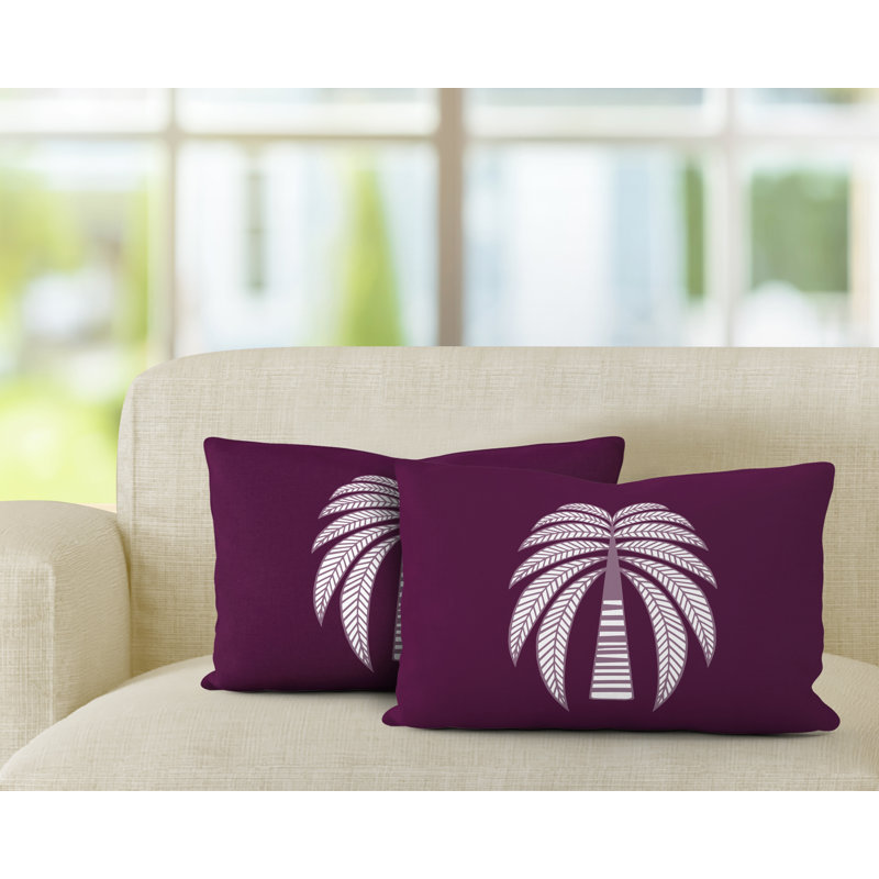 Polyester / Mélange de polyester Housse de coussin rectangulaire intérieure / extérieure lombaire et insert, Mauve
