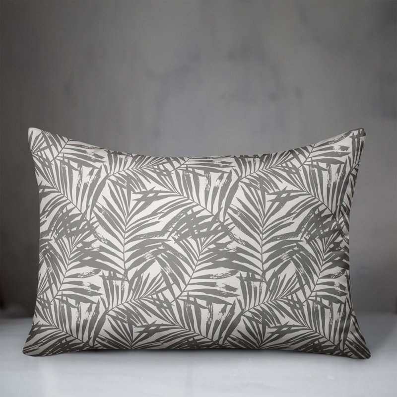 Floral Throw Pillow, Gray