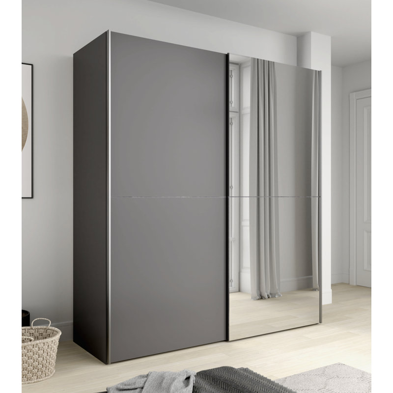 Alfaro 2 Door Manufactured Wood Wardrobe, Plain Grey