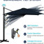 Parasol carré en porte-à-faux de 10 pi avec 8 nervures en fer, rotation à 360 ° par pédale et réglage de l'inclinaison pour les patios de complexe hôtelier