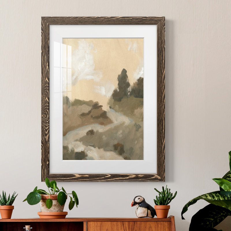 Hillside Walking Path I - peinture encadrée, Cadre gris foncé, H 24 po x l 20 po x P 1 po