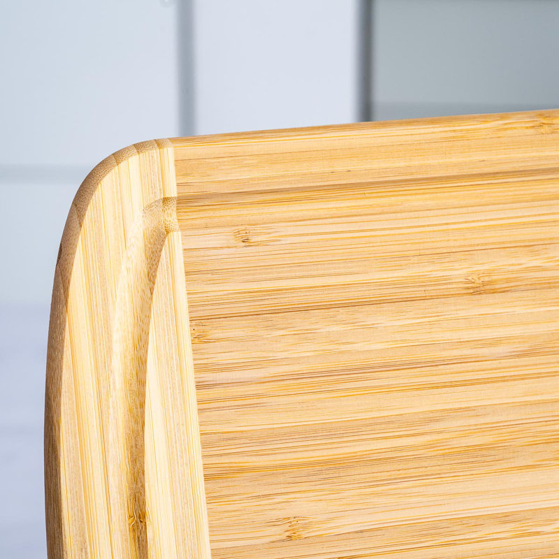 Grande planche à découper en bois pour la cuisine 14 x 11 pouces - planche à découper en bambou avec rainure à jus - plateau de service en bois