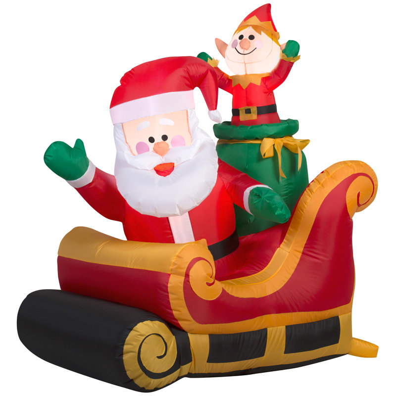 Père Noël avec traineau gonflable