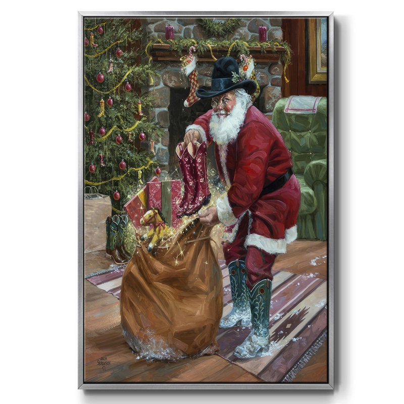 New bottes for Christmas, reproduction d'art sur toile, Encadrement argenté, H 41 po x l 27 po x P 1,5 po