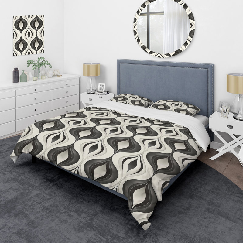 Ensemble de housse de couette moderne noir et blanc Ogee, Housse de couette très grand et 2 très grandes t