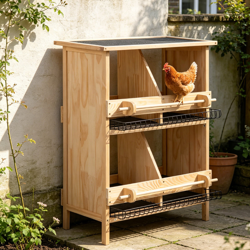 2-tier Chicken Coop With Nesting Boxes