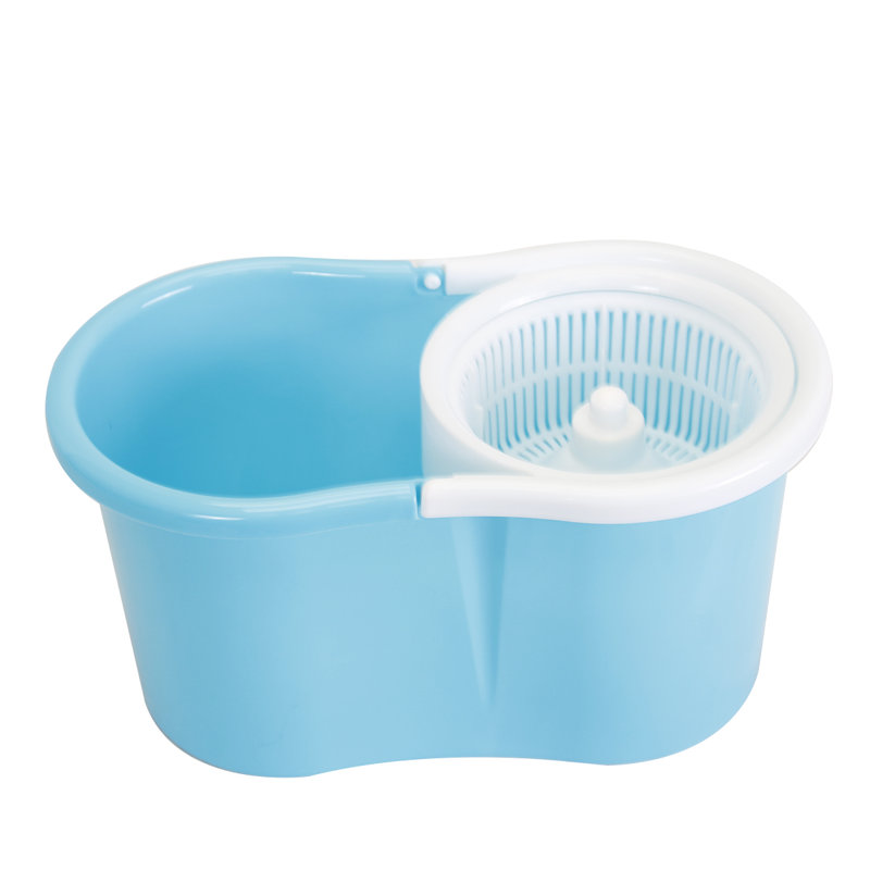 360° Rotating Head Easy Spin Dry Floor Mop Bucket + 2x Head Microfiber Head, Blue