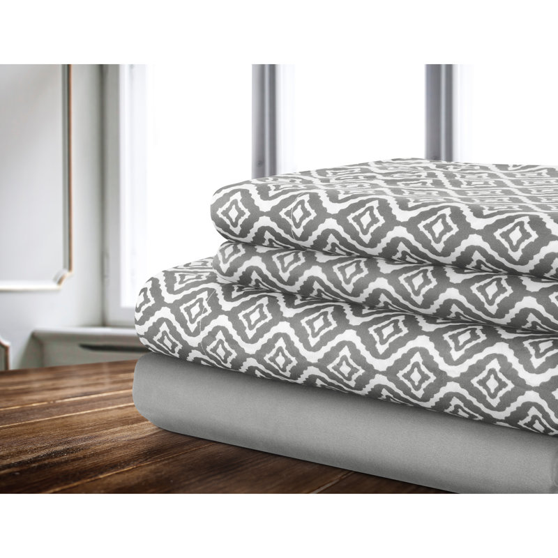Ensemble de draps à motif géométrique, Simple, Gris
