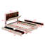 Lit plateforme en lin peu encombrant avec lit gigogne, tête de lit et tiroirs doubles-1214881870-1214881868