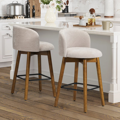 26" Chenille Upholstered Swivel Counter Stool