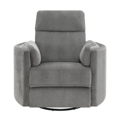Sagen Charcoal Chenille  Glider Recliner With Swivel