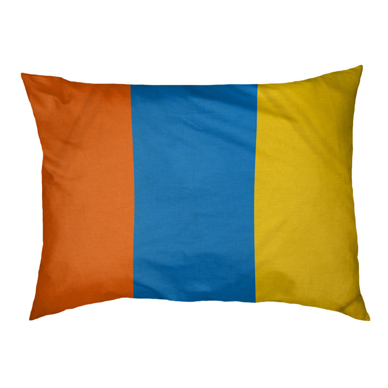 Coussin rectangulaire designer Miami, Grand (L 40 po x l 50 po), Rouge orangé / bleu / jaune