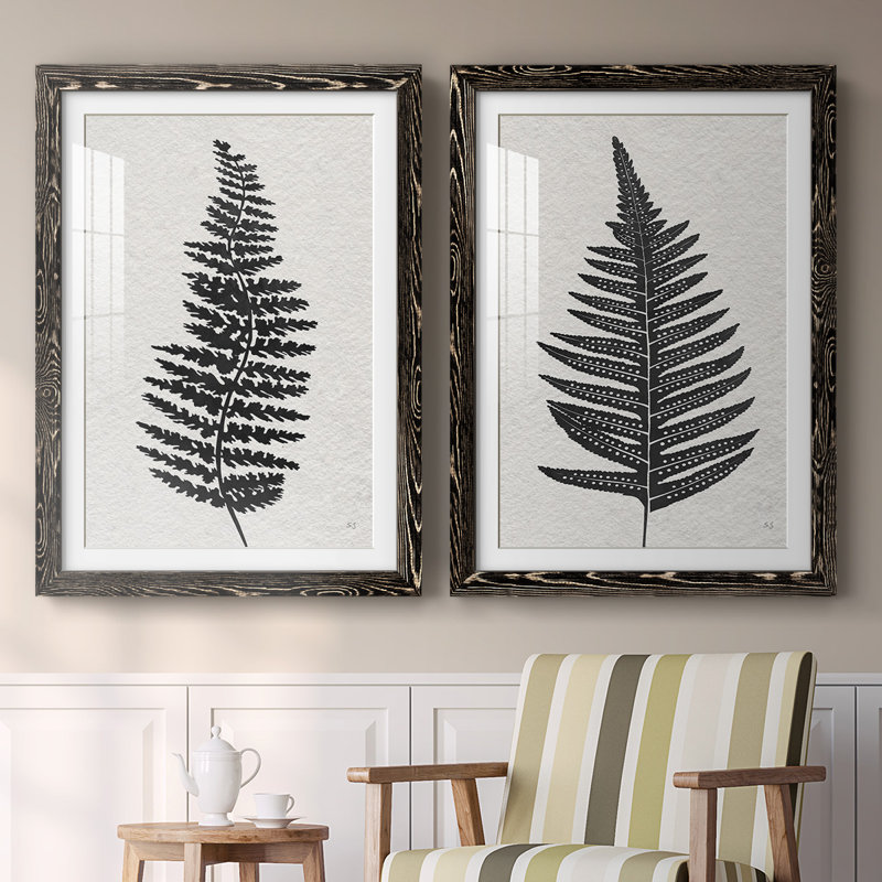 «Forest Fern III», reproduction de cadre photo sur toile 2 pièces, Noir, H 31,5 po x l 88 po x P 1,5 po