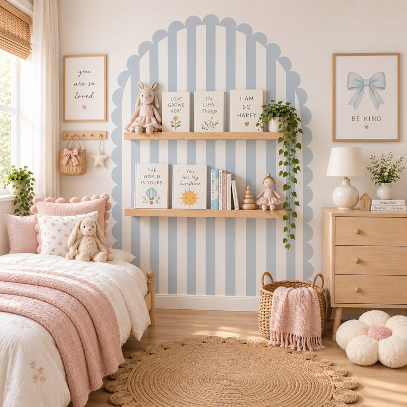 Wall Decals, 66" W x 78" H, Light Pink