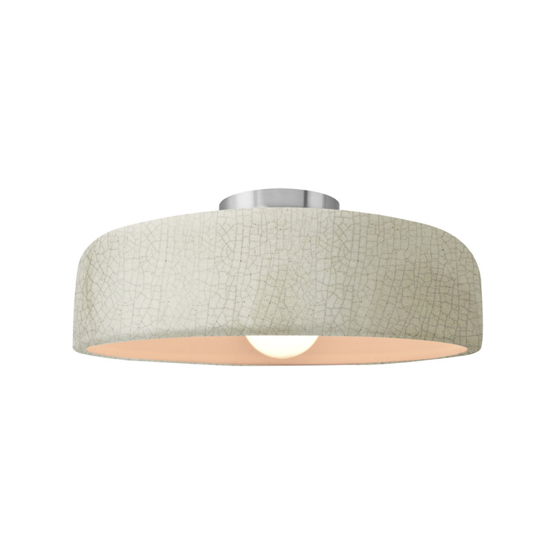 Plafonnier semi-encastré Radiance, Blanc craquelé, Nickel brossé, H 6 po x l 13 po x P 13 po