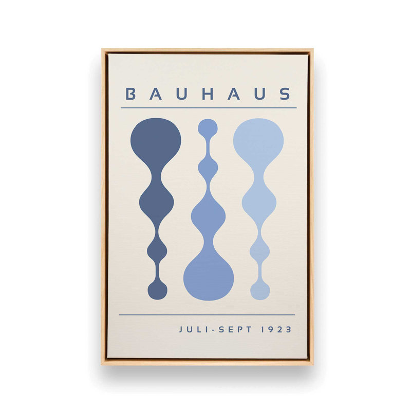 Affiche bleue rétro Bauhaus I, H 36,75 po x l 24,75 po x P 1,75 po, Reproduction encadrée sans passe-partout