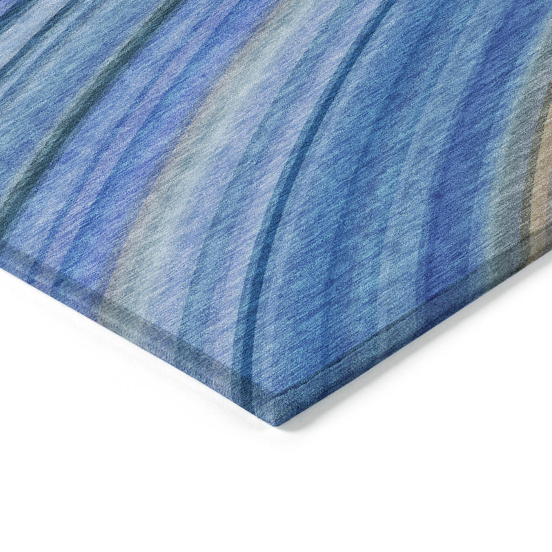 Tapis extérieur bleu lavable abstrait 3 pi x 5 pi bleu et bleu ciel