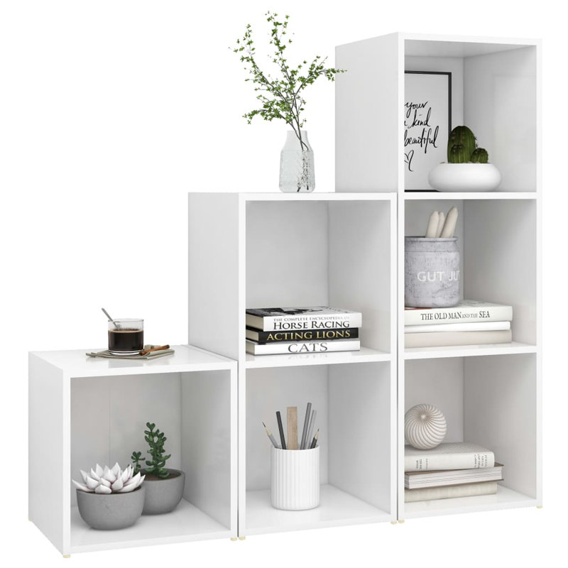 Gilan 107cm H x 107cm W Cube Bookcase, White