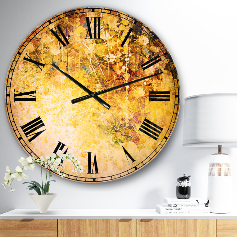 Fleurs blanches et feuilles de couleur douce - Horloge murale traditionnelle, Moyen