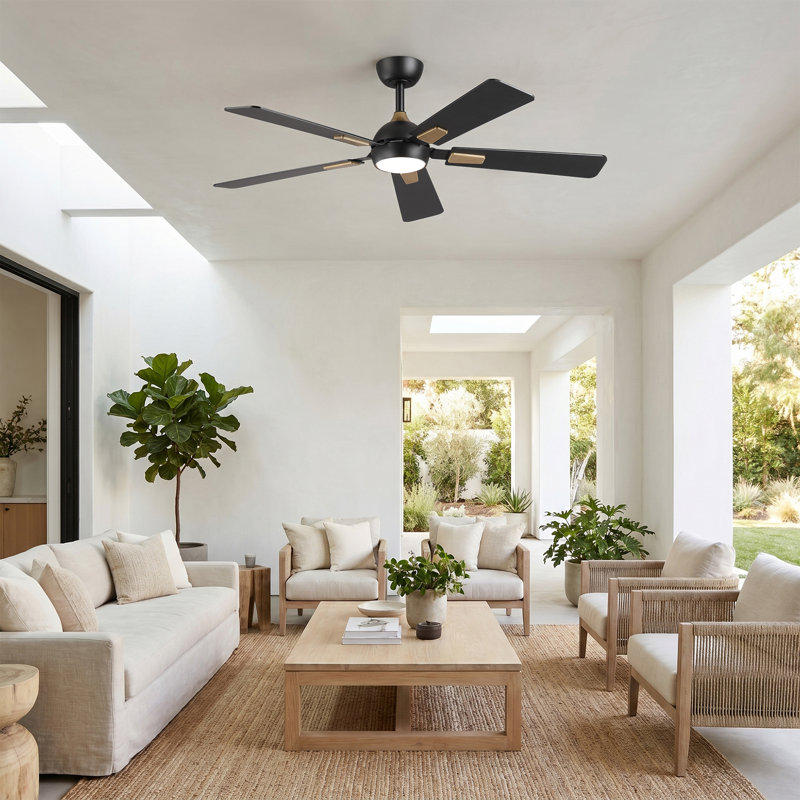 Vaczon 52" Smart Dimmable LED Ceiling Fan with 3CCT Lights, Remote/APP Control, Double-Sided Wood Blades, 6-Speed Reversible DC Motor, Adjustable Height