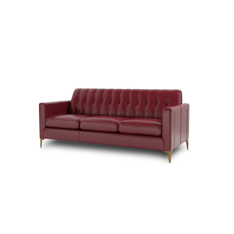 Canapé en cuir capitonné Mid-Century