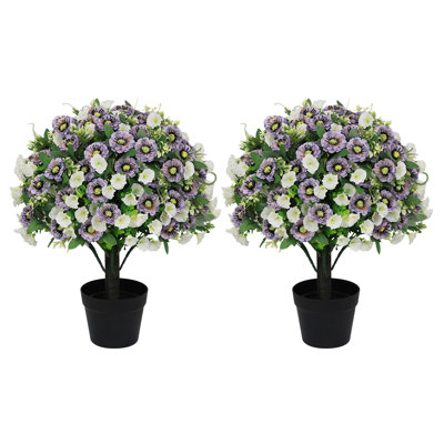 Paquet de 2 fleurs de marguerite artificielle en pot, fleurs d'extérieur pour entrée de patio