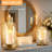 Glass Candle Holders, Large & Medium Brass Lanterns Hurricane Candlestick Holder for Pillar Candles Vintage