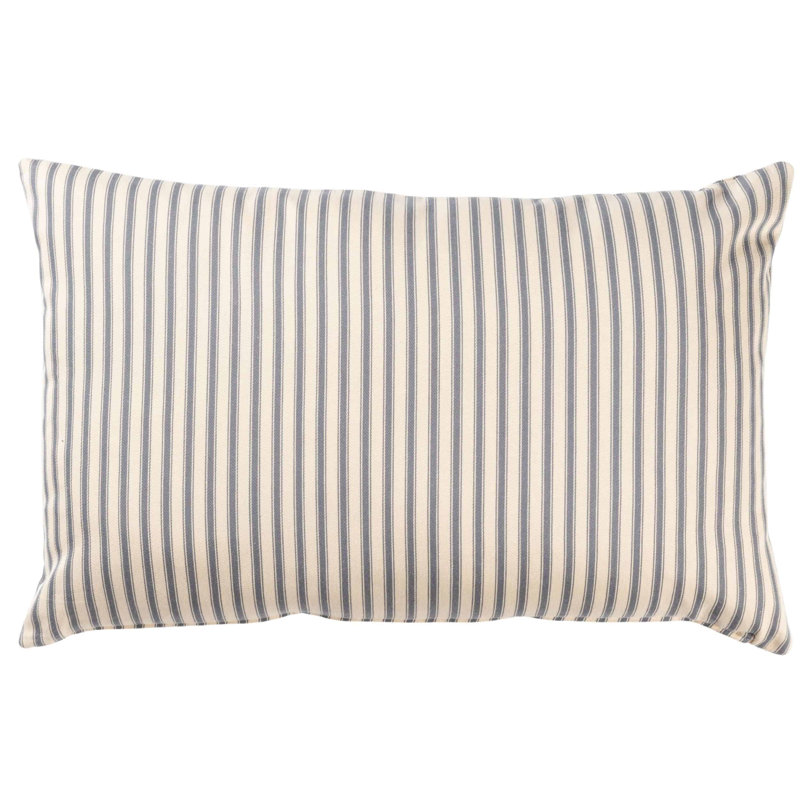 Ivory and Grey Nautical Ticking Cushion, 58x38cm, Feather filled